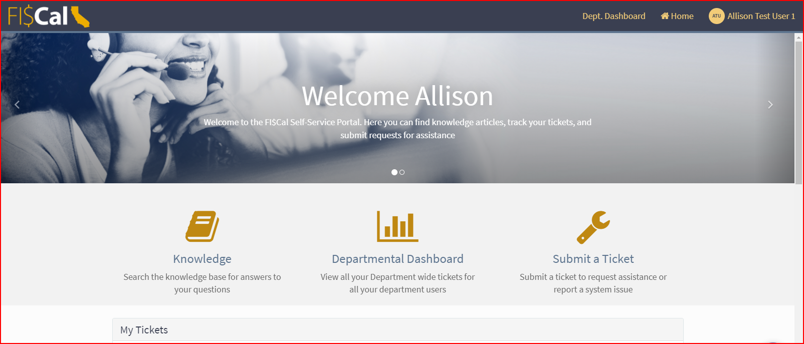 Photo of ServiceNow Self-Service Portal Home Page